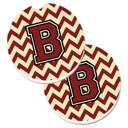 Carolines Treasures Letter B Chevron Maroon and Gold  Cup Holder Car Coaster, PK2 CJ1061-BCARC